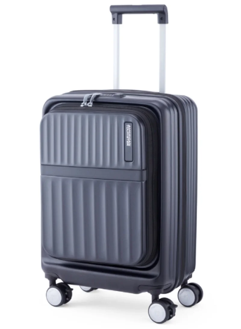 AMERICAN TOURISTER  Trento + Suitcase, Cabin Size 54 cm / 20 inch, 4 Spinner Wheels, Hard Top, Polycarbonate, Black|Lightweight|2 In 1 Optimov™ Shock Absorbing Wheels|Book Opening|Expandable|TSA Lock|Waterproof Section - 3 Years International Warranty  | Best Price UAE